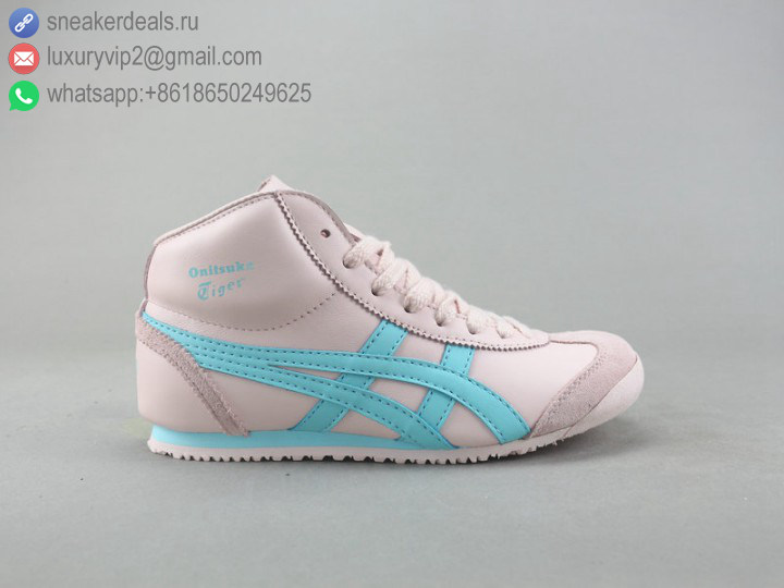 ONITSUKA TIGER MEXICO MID RUNNER HIGH PINK SKY BLUE LEATHER WOMEN SKATE SHOES